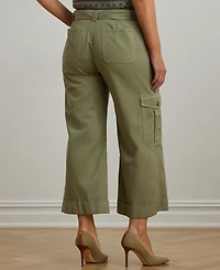 Lauren Ralph Lauren Plus Size Pleated Cotton Twill Wide-Leg Cargo Pants