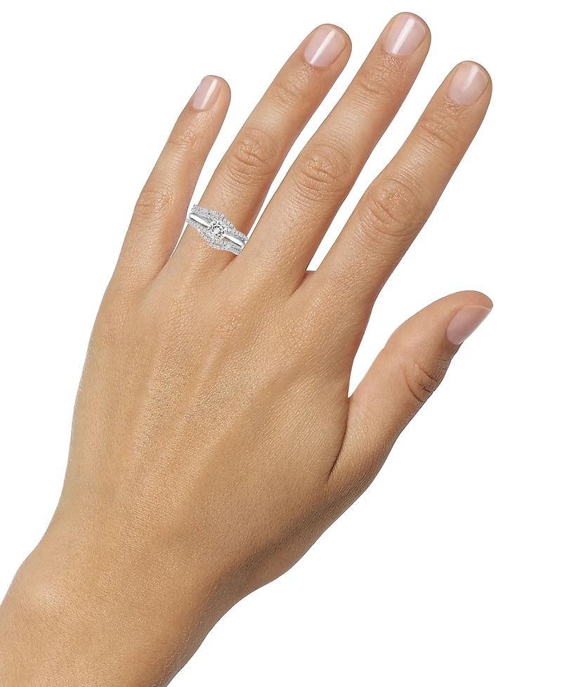 Diamond Crossover Ring Guard Enhancer (1/2 ct. t.w.) in 14k White Gold