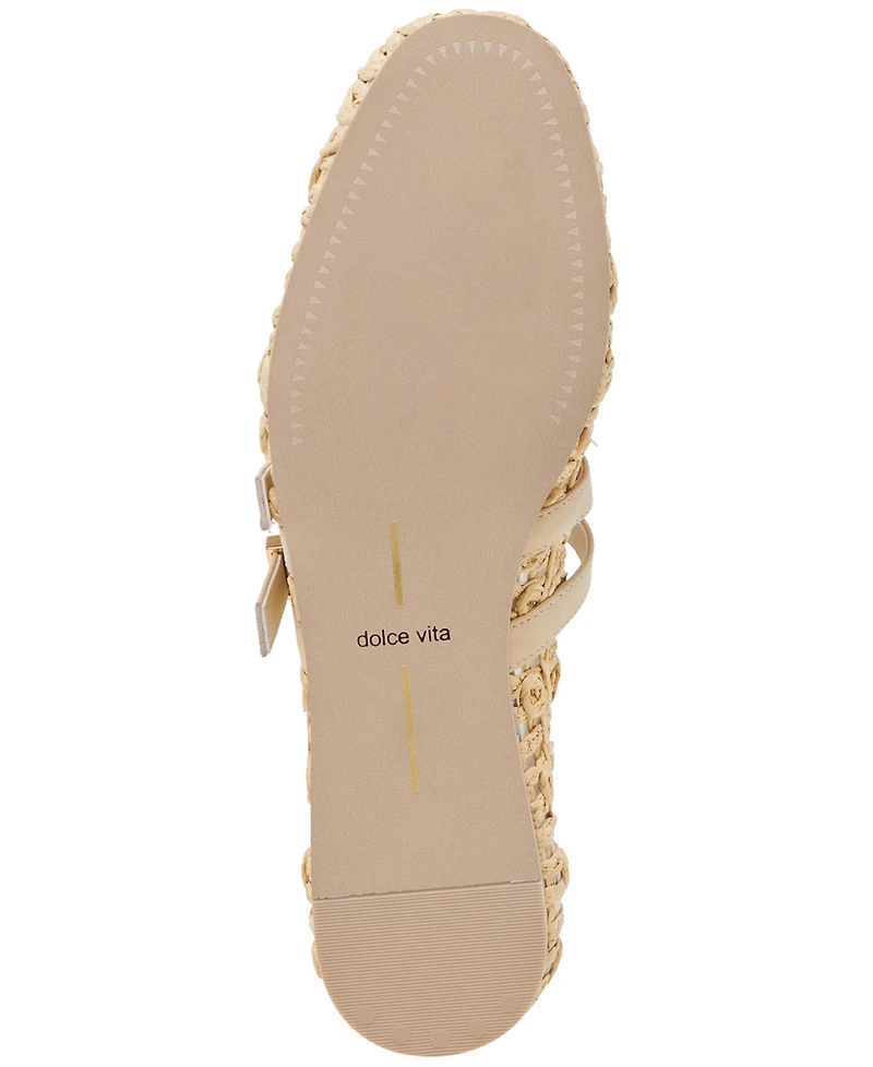 Dolce Vita Women's Baylee Sunflower Woven Double Buckle Mary Jane Flats