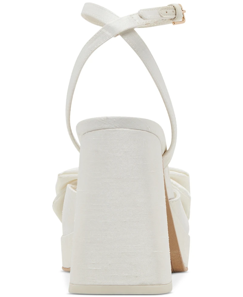 Dolce Vita Women's Patton Two-Piece Pearl Bow Satin Heeled Dress Sandals