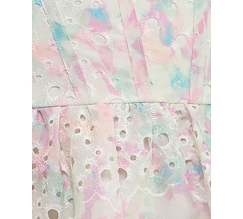 Seni & Cade Juniors' Printed Eyelet Corset Dress