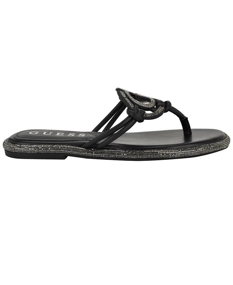 Guess Women's Saima G Cutout Rhinestone Flat Sandals