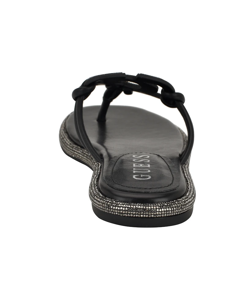 Guess Women's Saima G Cutout Rhinestone Flat Sandals