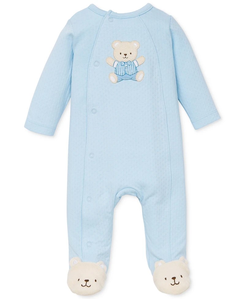 Little Me Baby Boys Cute Bear Snap Close Footed Coverall