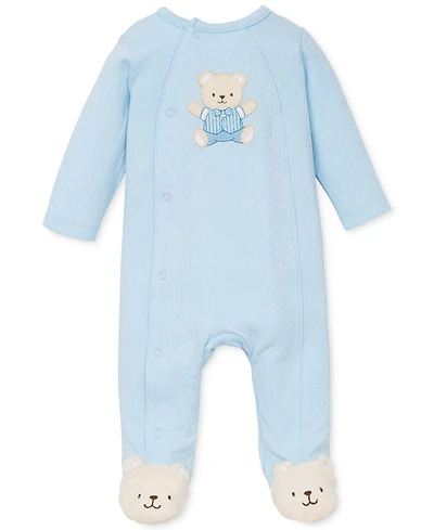Little Me Baby Boys Cute Bear Snap Close Footed Coverall