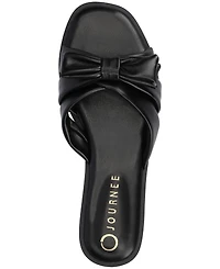 Journee Collection Women's Prylin Bow Slide Flat Sandals