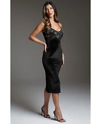 Bebe Women's Swarovski Velvet Slip Dress