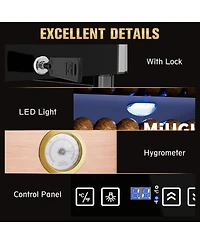 16L Electric Cigar Humidors, Cigar Humidor for 100 Cigars, Cooling, Heating Temperature Control System