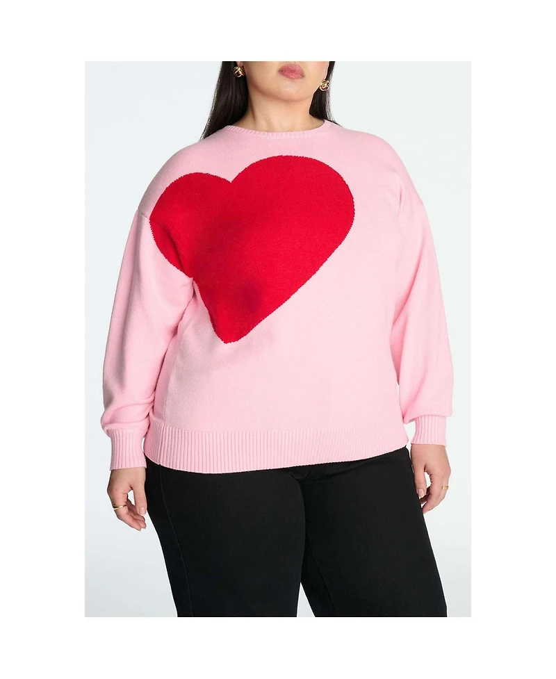 Eloquii Women's Plus Big Heart Sweater