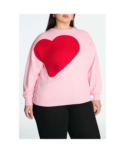 Eloquii Women's Plus Big Heart Sweater