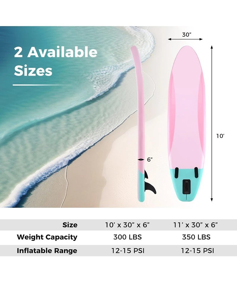 10 Feet Inflatable Stand up Paddle Board with 3 Fins and Adjustable Paddle