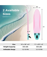 10 Feet Inflatable Stand up Paddle Board with 3 Fins and Adjustable Paddle