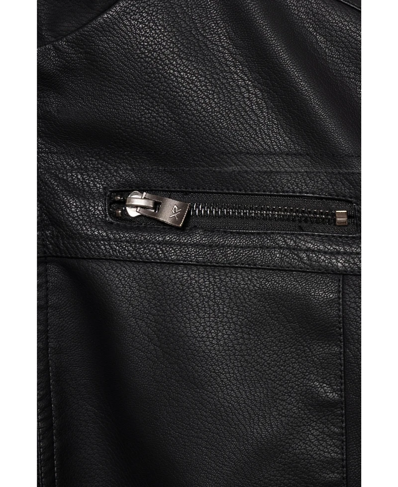 Xray Boys Hooded Moto Pu Leather Jacket With Lining