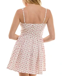 Trixxi Juniors' Cotton Printed Corset-Style Mini Dress