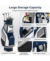 10.5 Inch Golf Cart Bag with 14 Way Dividers and 7 Zippered Pockets