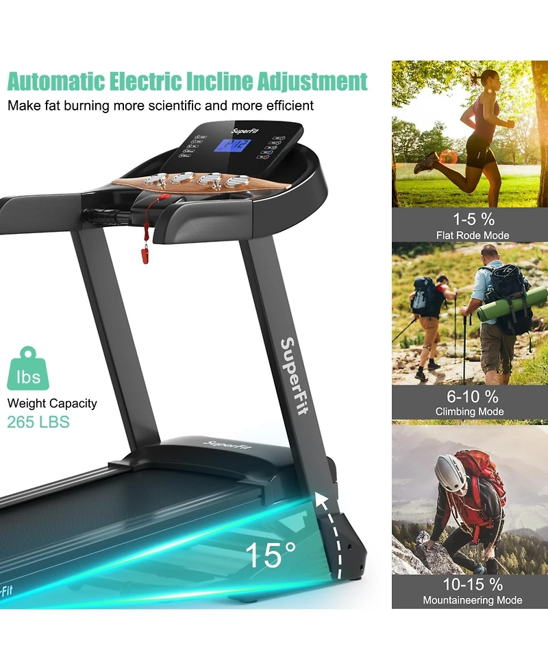 3.75HP Electric Folding Treadmill with Auto Incline 12 Program App Control