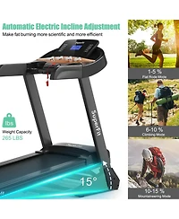 3.75HP Electric Folding Treadmill with Auto Incline 12 Program App Control