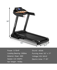 3.75HP Electric Folding Treadmill with Auto Incline 12 Program App Control