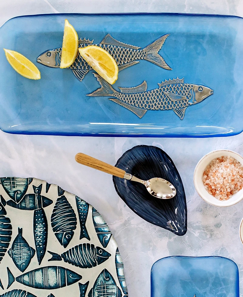 Vietri Isola Glass Medium Fish Rectangular Tray