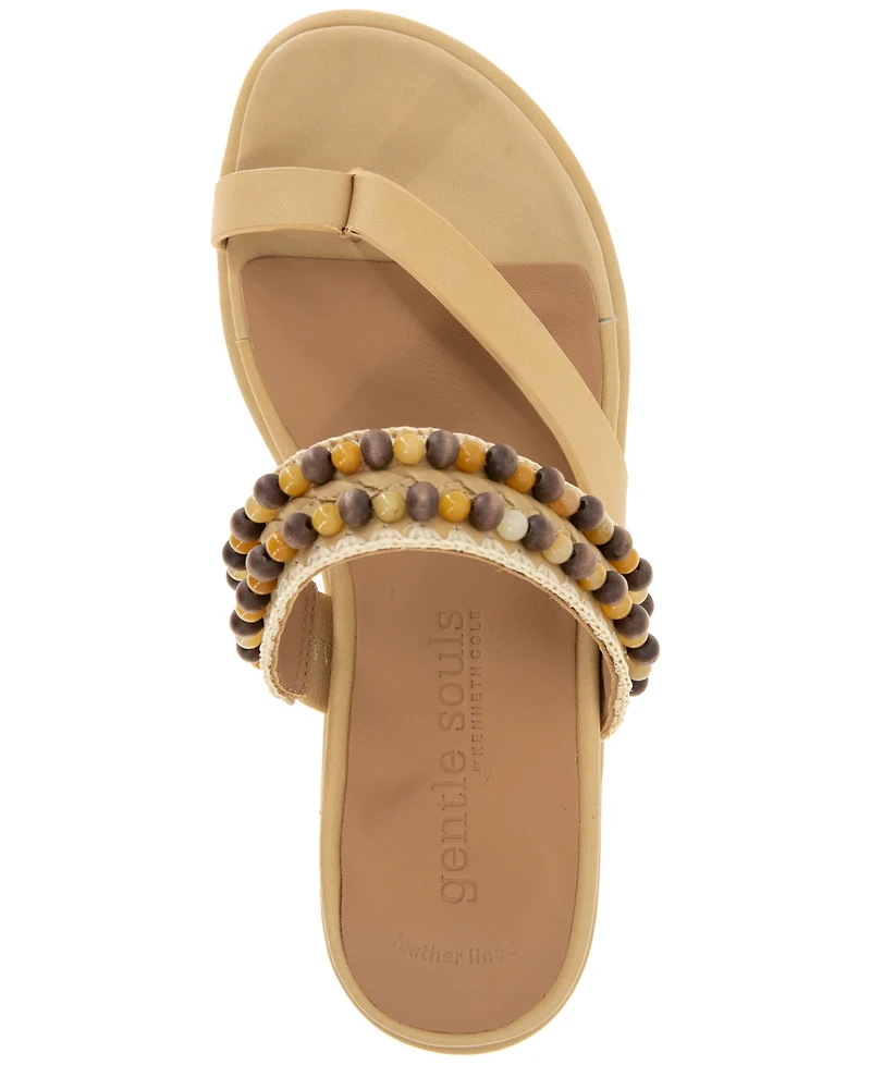 Gentle Souls Women's Lentini Beaded Flat Sandals