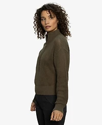 Sanctuary Women's Cotton Half-Zip Open-Knit Sweater