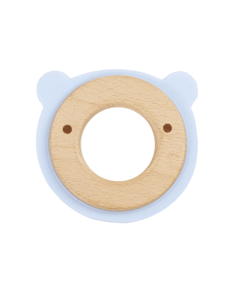 GooseWaddle Blue Bear Animal Teether Wooden + Silicone