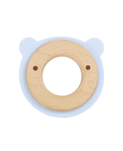 GooseWaddle Blue Bear Animal Teether Wooden + Silicone
