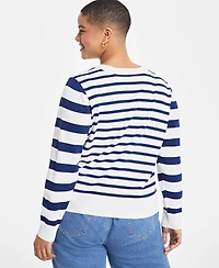 On 34th Trendy Plus Size Striped Pullover Sweater, Exclusively at Macy's