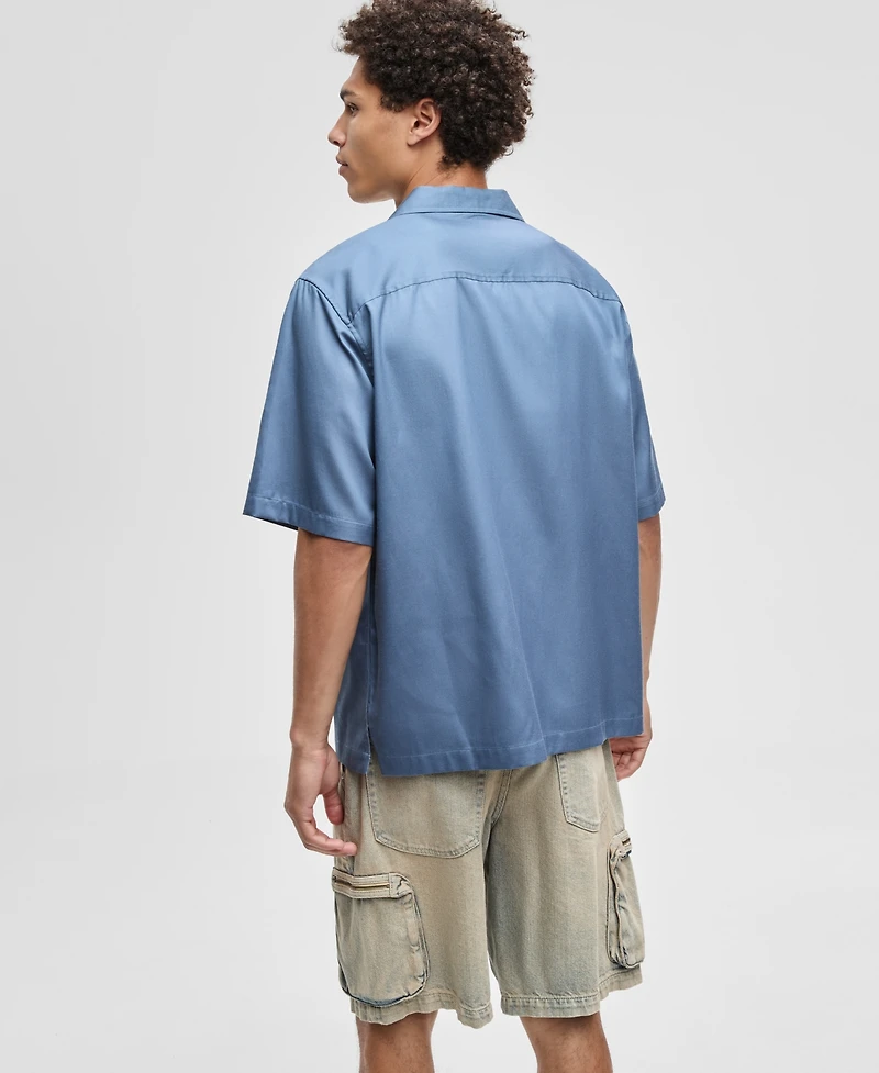 Mode of One Men's Relaxed-Fit Button-Down Utility Camp Shirt, Macy's Exclusive