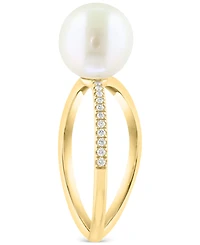Effy Cultured Freshwater Pearl (9mm) & Diamond (1/20 ct. t.w.) Openwork Statement Ring in 14k Gold