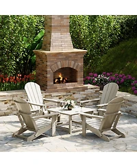 5-Piece Hdpe Adirondack Chair Outdoor Patio Square Table Conversation Set