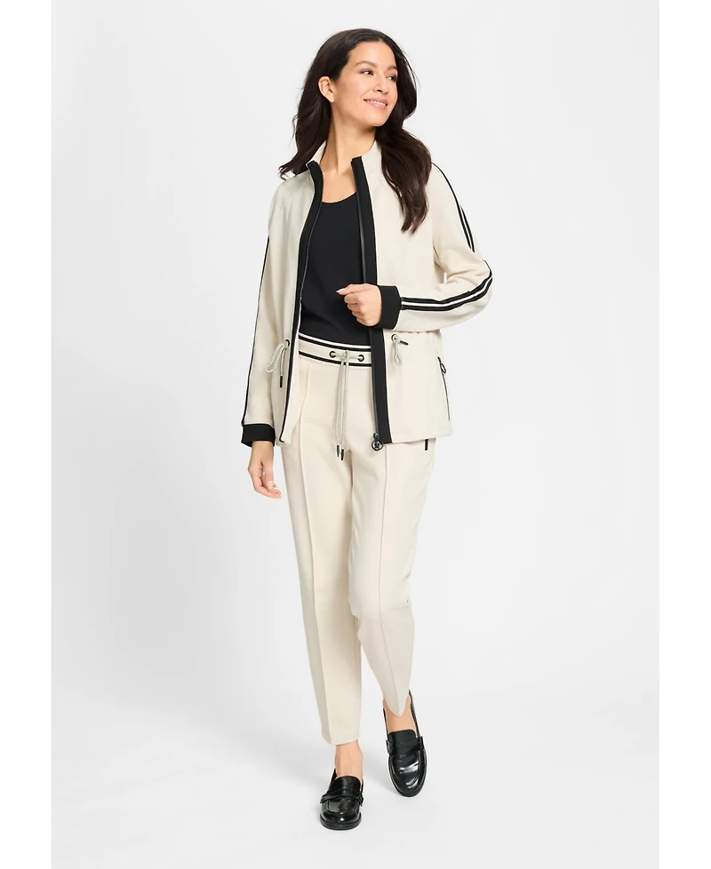 Olsen Women's Cardigan with Racer Stripe Detail