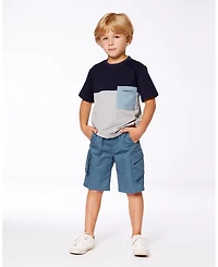 Deux par Toddler Boys Organic Cotton Colorblock Tee Gray, Navy And Teal - Toddler|Child