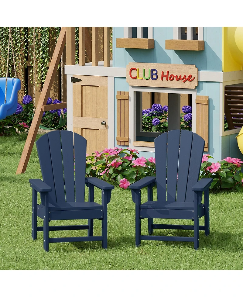 Kids Outdoor Adirondack Plastic Patio Chair (Set of