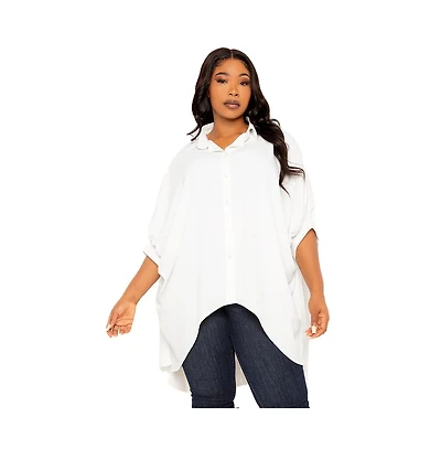 Buxom Couture Women's Plus Flowy Hi-lo Blouse