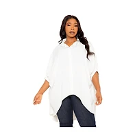 Buxom Couture Women's Plus Flowy Hi-lo Blouse