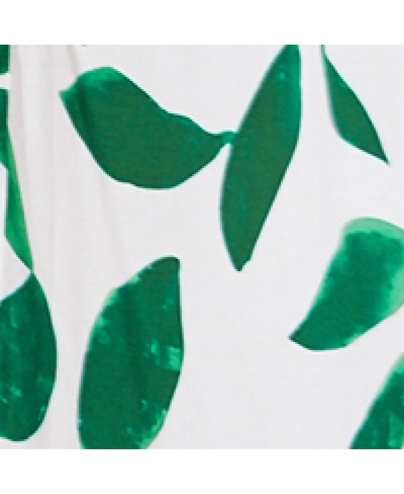 Cupshe Women's White & Green Tropical Leaf Drawstring Cover-up Pants