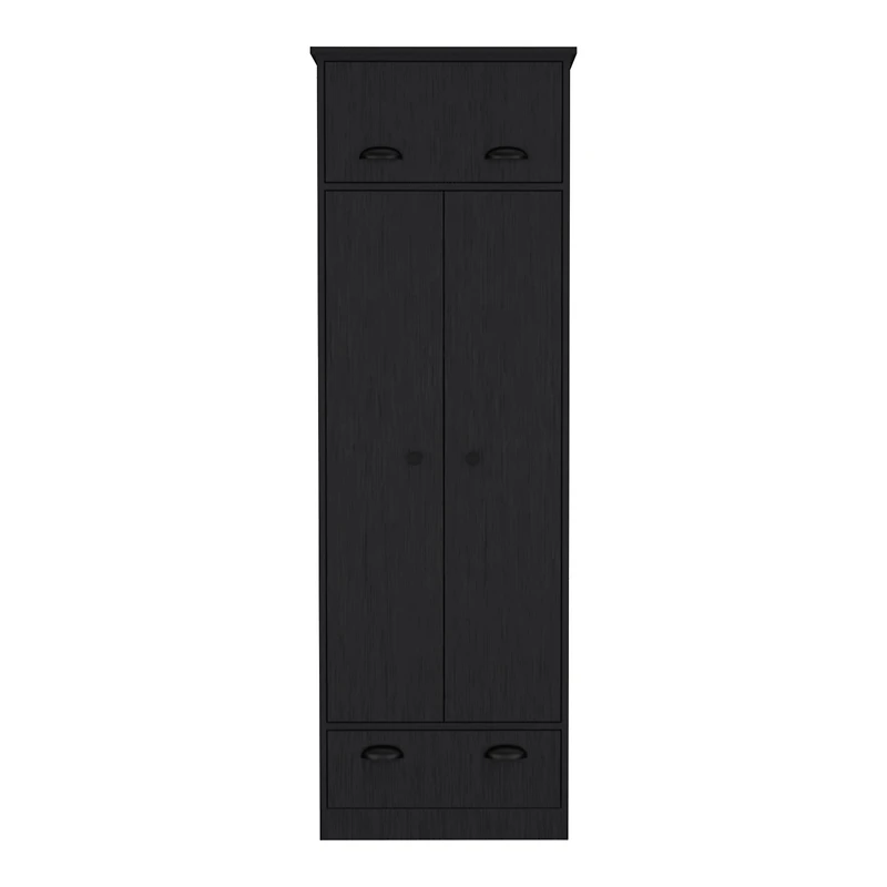 Tifton Armoire with Hinged Drawer, 2-Doors and 1-Drawer, Black