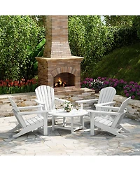 5-Piece Outdoor Patio Hdpe Adirondack Chair With Round Coffee Table Conversation Set