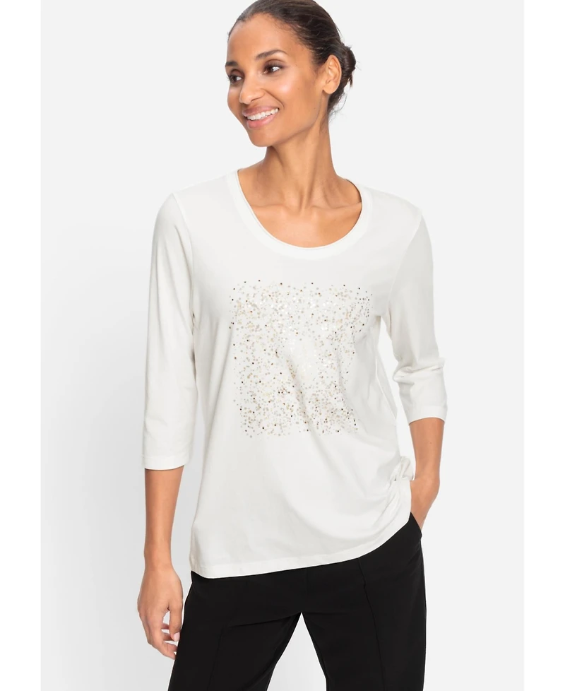 Olsen Women's Embellished Metallic Print T-Shirt