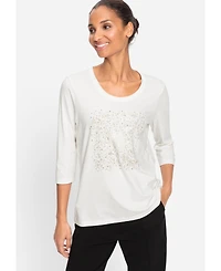 Olsen Women's Embellished Metallic Print T-Shirt