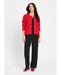 Olsen Women's Tweed Button Front Sweater Jacket