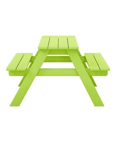 Outdoor Patio Kids Hdpe Plastic Picnic Bench Table
