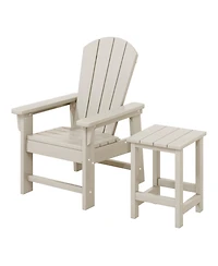 2-Piece Kids Outdoor Hdpe Adirondack Chair With Square Side Table Set