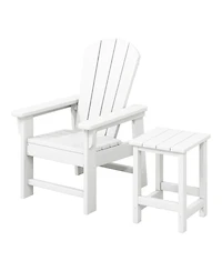 2-Piece Kids Outdoor Hdpe Adirondack Chair With Square Side Table Set