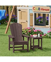 2-Piece Kids Outdoor Hdpe Adirondack Chair With Square Side Table Set