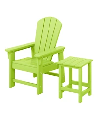 2-Piece Kids Outdoor Hdpe Adirondack Chair With Square Side Table Set