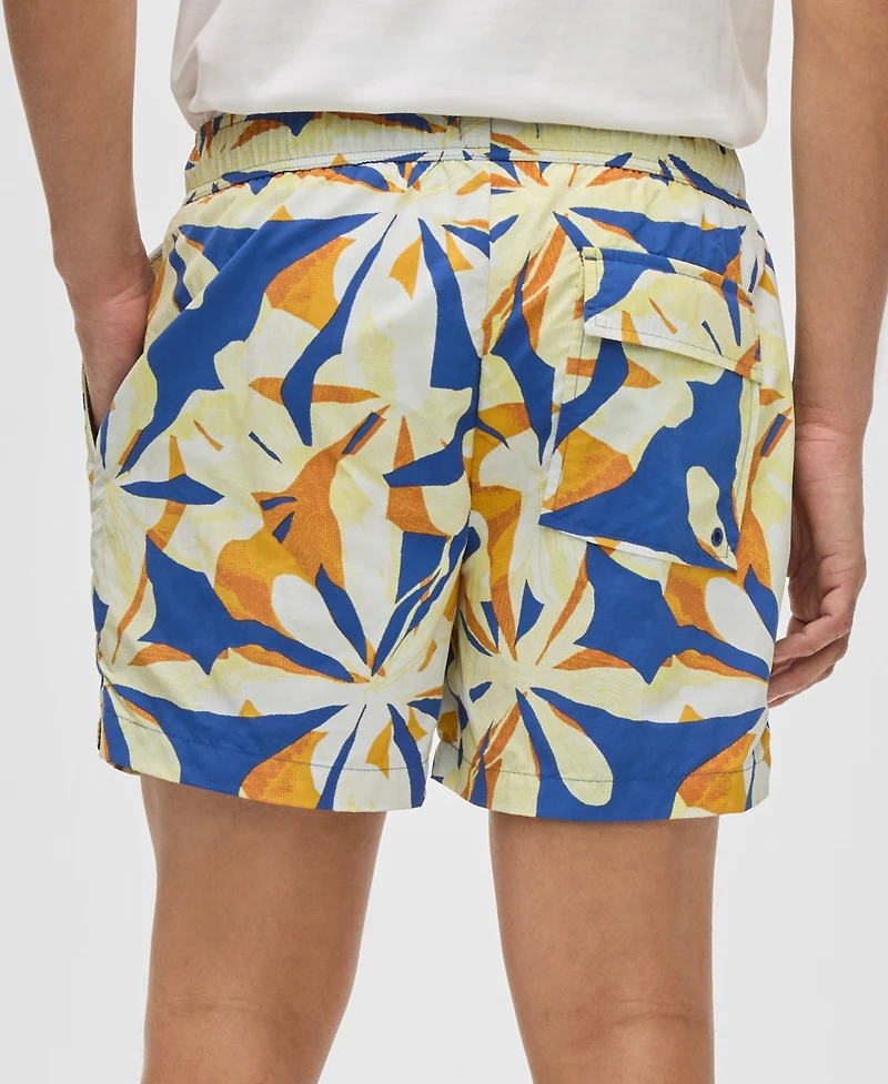Mode of One Men's Floral Tones Regular-Fit Printed Swim Trunks, Exclusively at Macy's