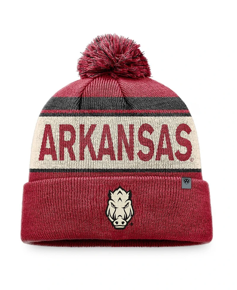 Top of the World Men's Cardinal Arkansas Razorbacks Prime Cuffed with Pom Knit Hat