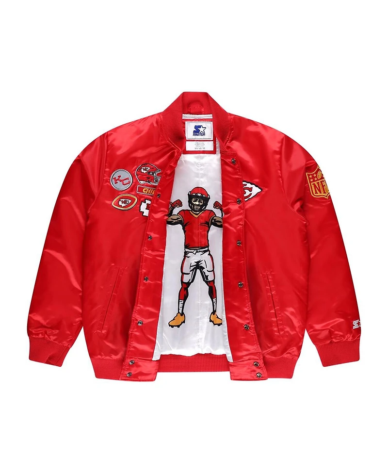 Starter Men's Red Kansas City Chiefs Exclusive Satin Full-Snap Varsity Jacket